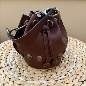 Stella Bianca made in Italy studded genuine leather bucket bag